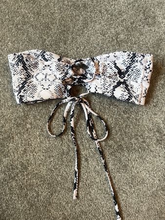 Schlangenmuster Bandeau Bikini Top Grösse S