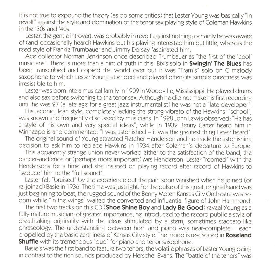 CD: CD - LESTER YOUNG Lester Leaps In - His greatest recordings – Nuovo (secondo la descrizione) da Morges venduto da evnocha3 2