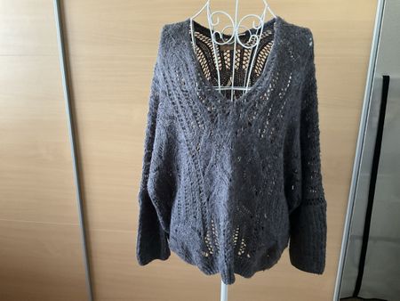 Pull Banditas from Marseille gris tricot maille ajourée 