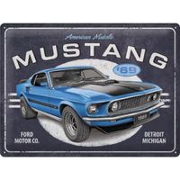 Blechschild 3D-FORD MUSTANG 1969 BLAU - 30 x 40 cm