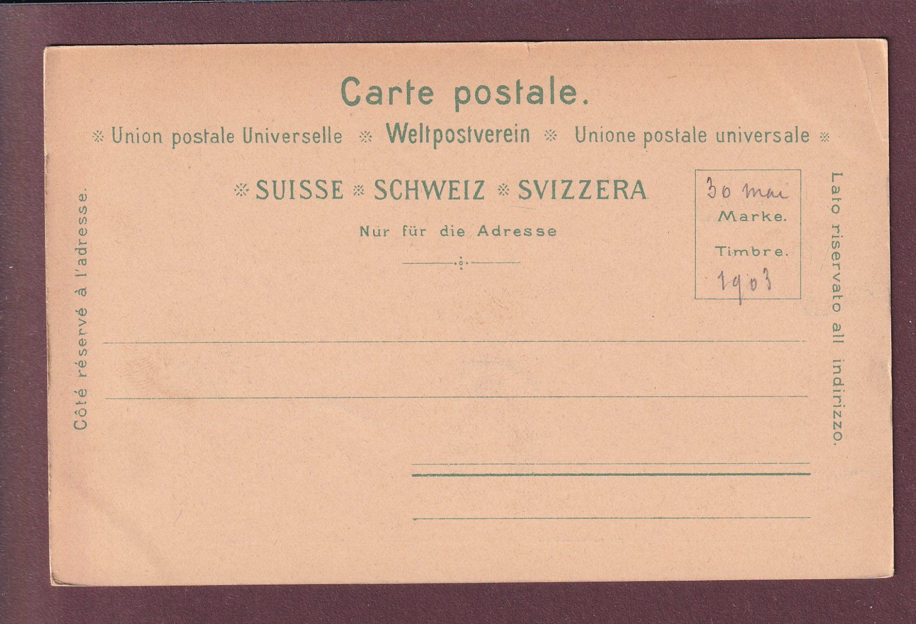 Cartoline postali: ZÜRICH - Rathaus - Quai - 1903 // Eckbug // – Usato da Pully venduto da nicecards 1