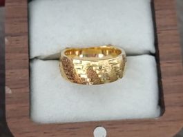 Superbe Bague Anneau Large – Argent 925 Plaque Or !