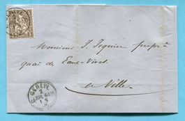 Orts - Faltbrief Genève 1864 - Absender: Hy Monnerat frères