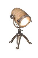 Vintage Tischlampe Chromago Mangoholz
