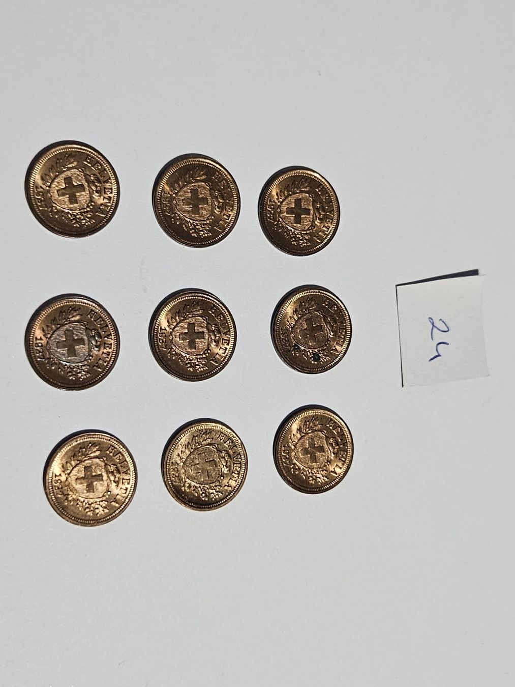 Tutti le monete: 1 Rappen 1937, 9 Stk. – Usato da Pfäffikon ZH venduto da Melibol 1