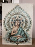 Wandbild Buddha auf Leinwand mit Perlen guter Zustand