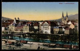AK Olten, Amthausquai mit Brücke aus der Vogelschau