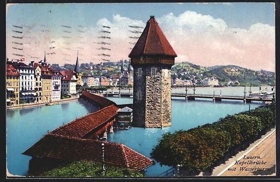 Cartes postales: AK Luzern, Kapellbrücke und Wasserturm – D'occasion à Berlin par bartko-reher