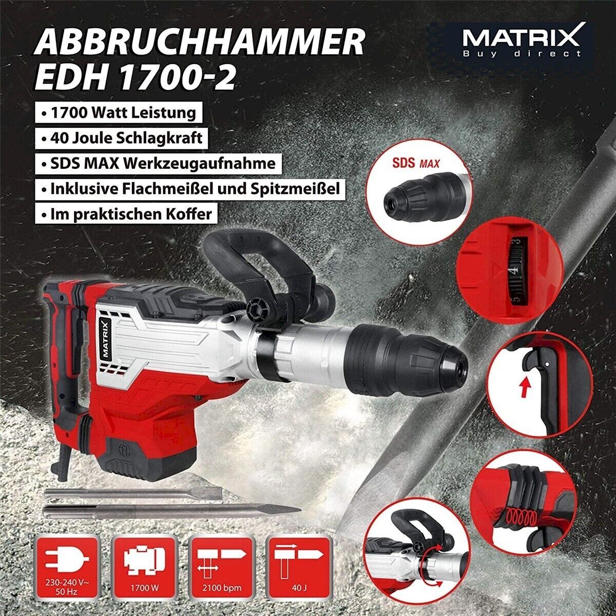 Trapani: MATRIX Abbruchhammer EDH 1700-2 – Nuovo e nell'imballaggio originale da Bottighofen venduto da zaap 1