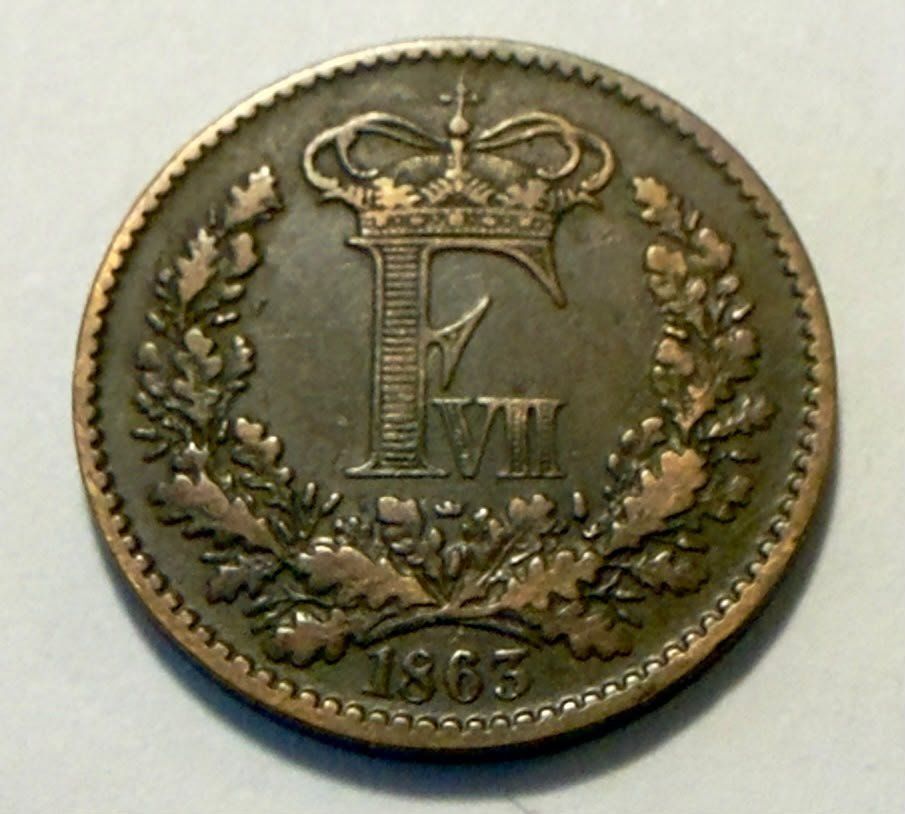 Alle Münzen: Denmark 1 Skilling 1863 – Gebraucht aus Zürich von Tasmiyah 1