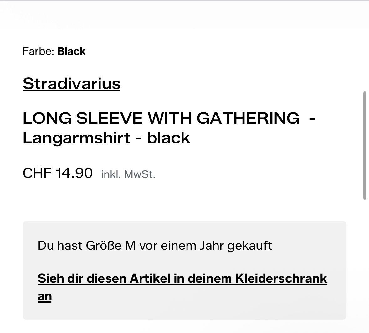 Stradivarius Top: Damen Oberteil schwarz Grösse M neu – Usato da Münchenstein venduto da s0r4y4 4