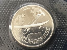 Sehr schöne 20 Franken Silbermünze SOLARIMPULS 2015