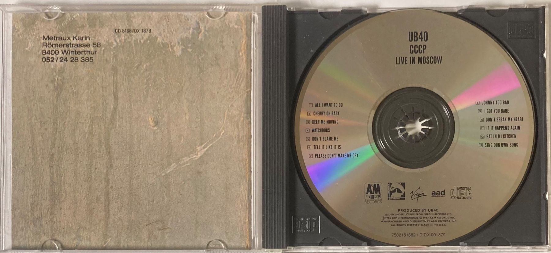 CD: UB40 - CCP - LIVE IN MOSCOW – Usato da Poliez-Pittet venduto da Newtown-Records 2