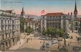 Karte Zürich Paradeplatz1924