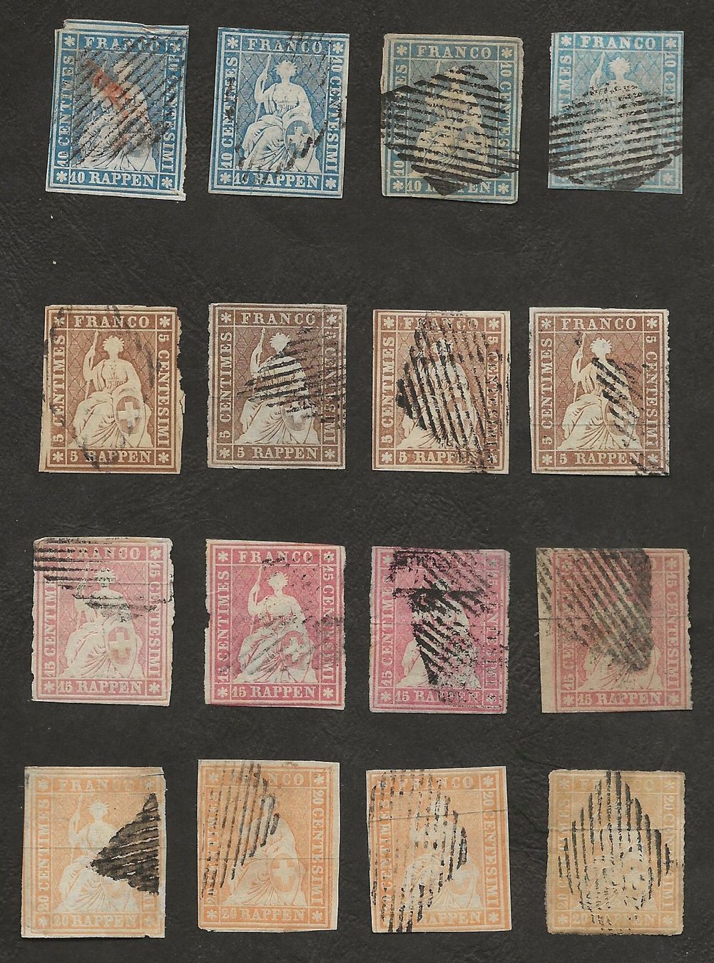 Alle Briefmarken: Schweiz 16 Strubel mit Rautenstempel – Gebraucht aus Au ZH von xelagreb01