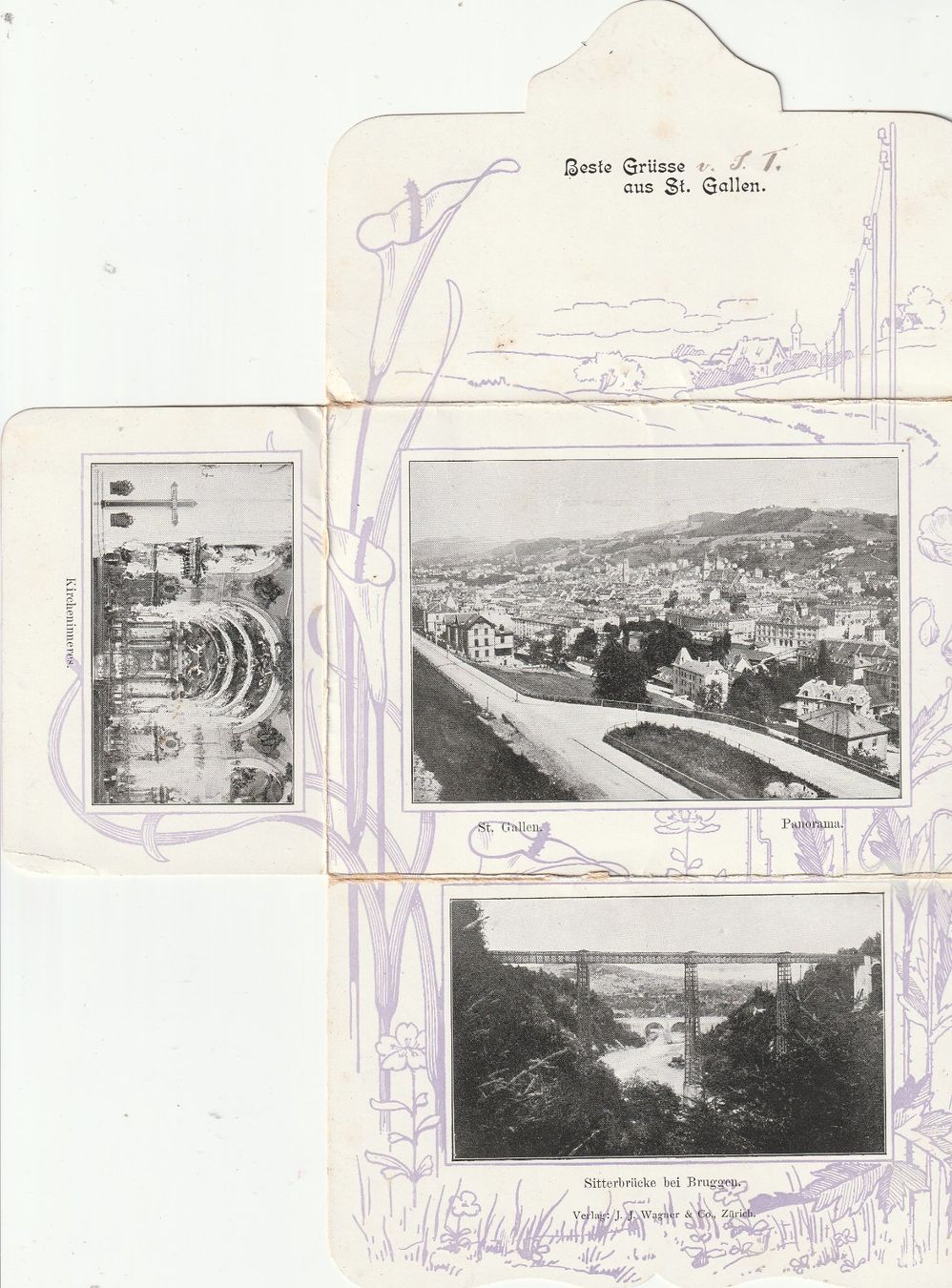 Cartoline postali: St.Gallen-Ansichtskartenleporello-4 aufklappbare Ansichten – Usato da uttwil venduto da Koehlerfred 3