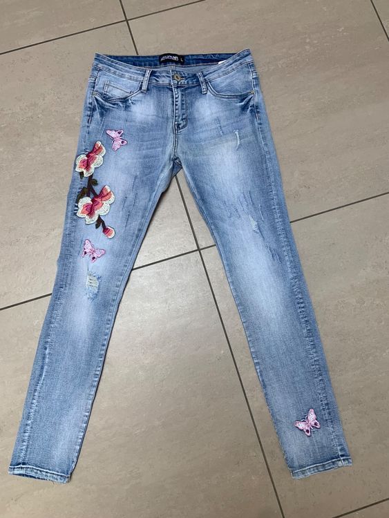 Bestickte Boho  Stretchjeans 1