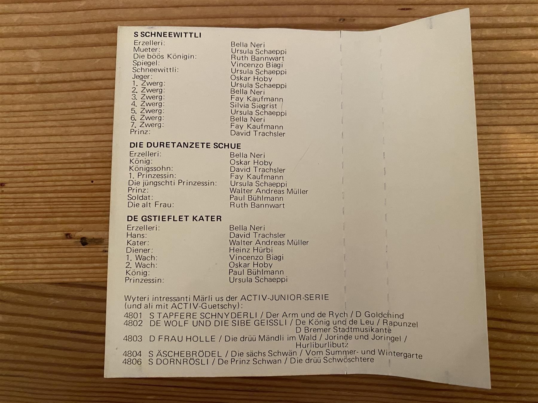 Musicassette: Kassette - S SCHNEEWITTLI & – Usato da St.Gallen venduto da kingsamas 4