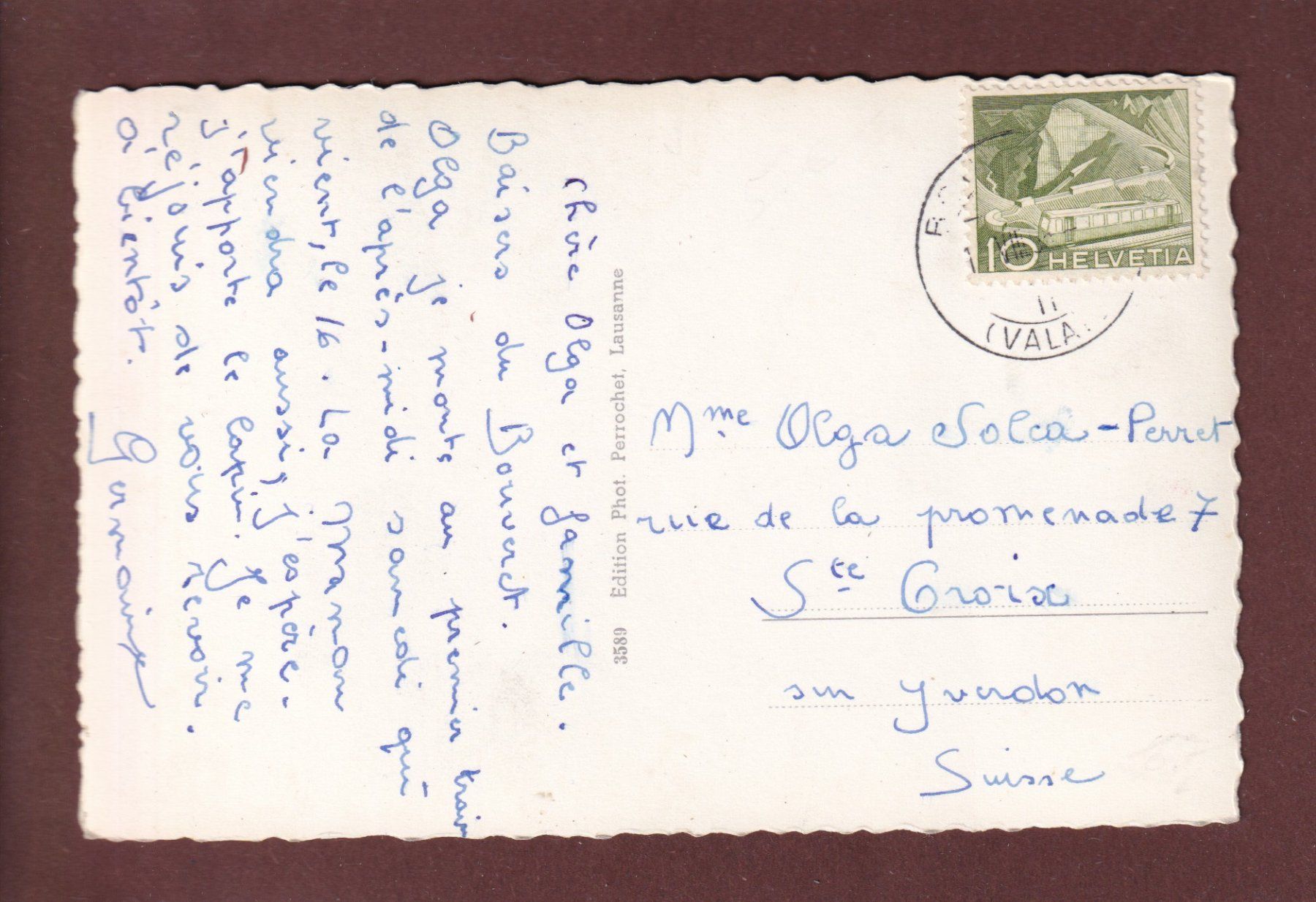 Ansichtskarten: Un Bonjour du BOUVERET - 1955 – Gebraucht aus Pully von nicecards 1