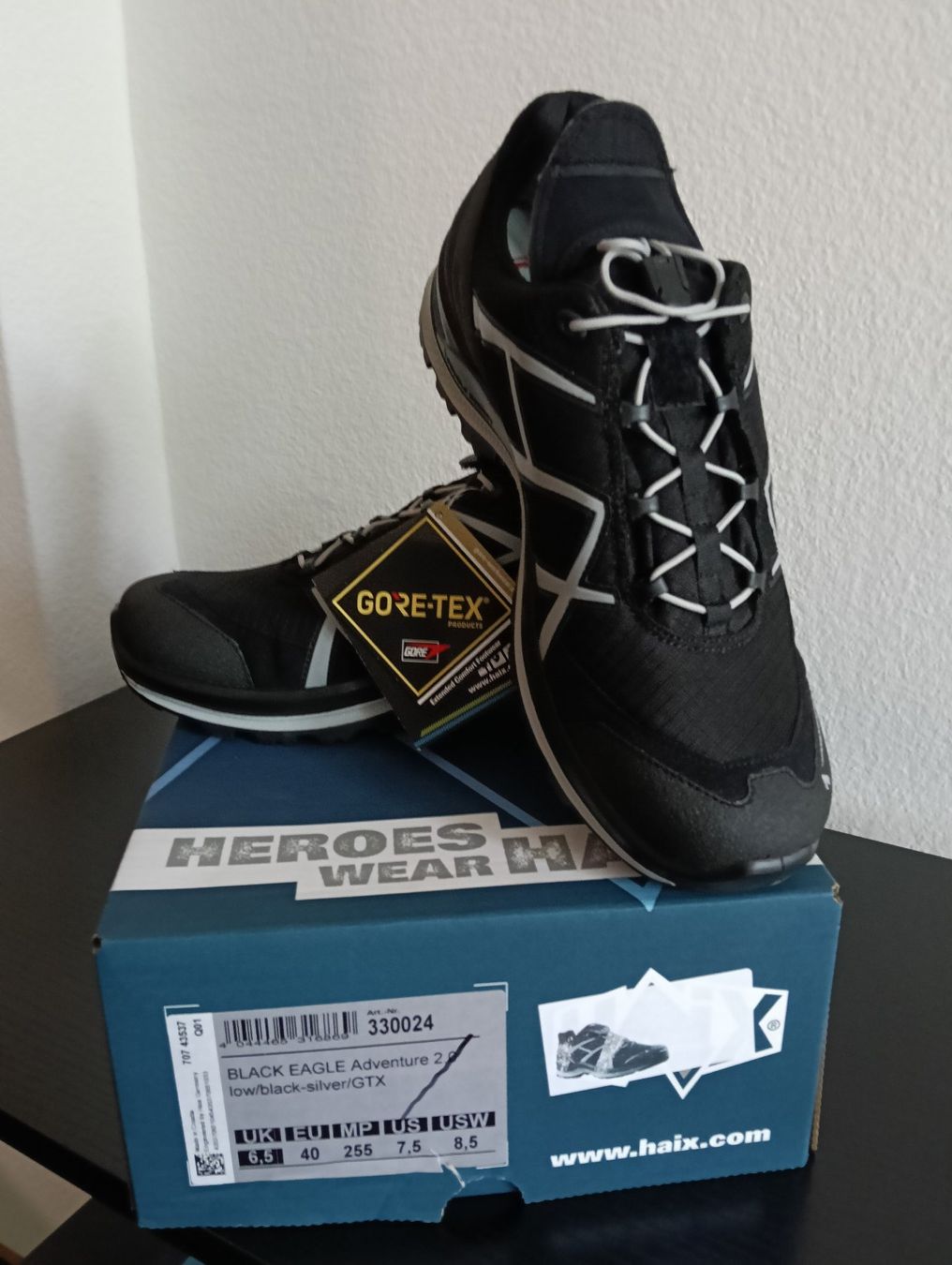 Herrenschuhe: HAIX Black Eagle Adventure 2.0 low black/silver GTX – Neu und originalverpackt aus Schaffhausen von Scuderia46
