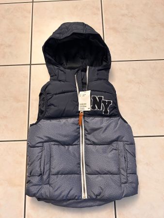 Puffergilet mit Kapuze blau Gr. 122 bis 128
