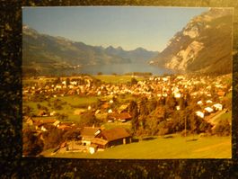 Ansichtskarte Walenstadt mit See und Bergen