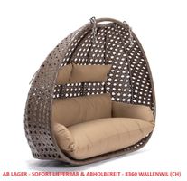 8759 - 2er Hängekorb Hängesessel TWIN NUR Korb Braun