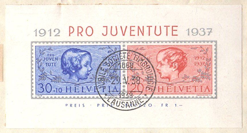 Tutti i francobolli: Pro Juventute Markenblock 1937 auf Einschreibebrief – Usato da Walzenhausen venduto da Midas17 1