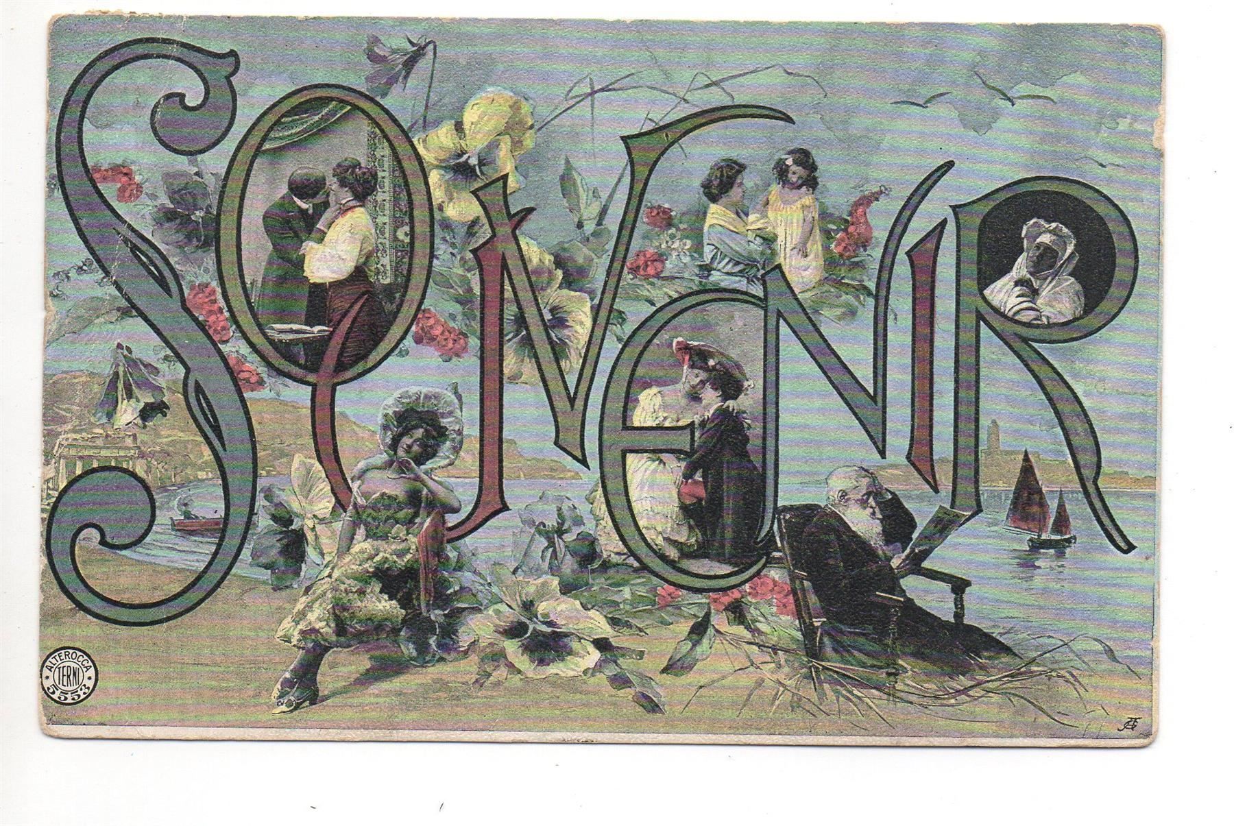 Cartoline postali: Litho SOUVENIR Liebespaar Mädchen Kinder – Usato da Jona venduto da philajona