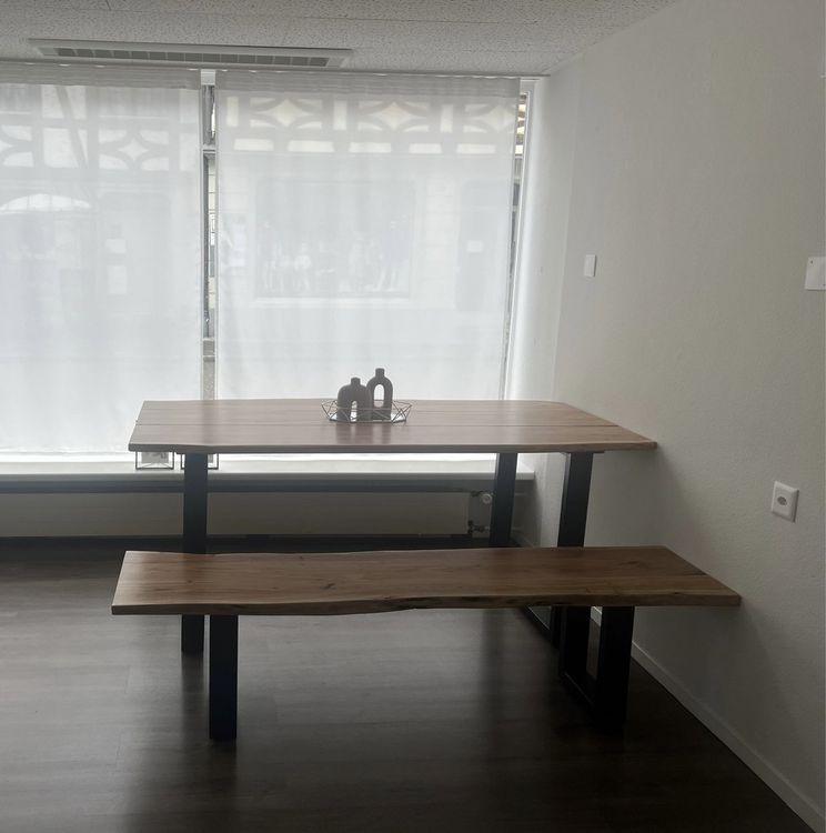 Massivholztisch mit Sitzbank, Akazie, 180cm 2