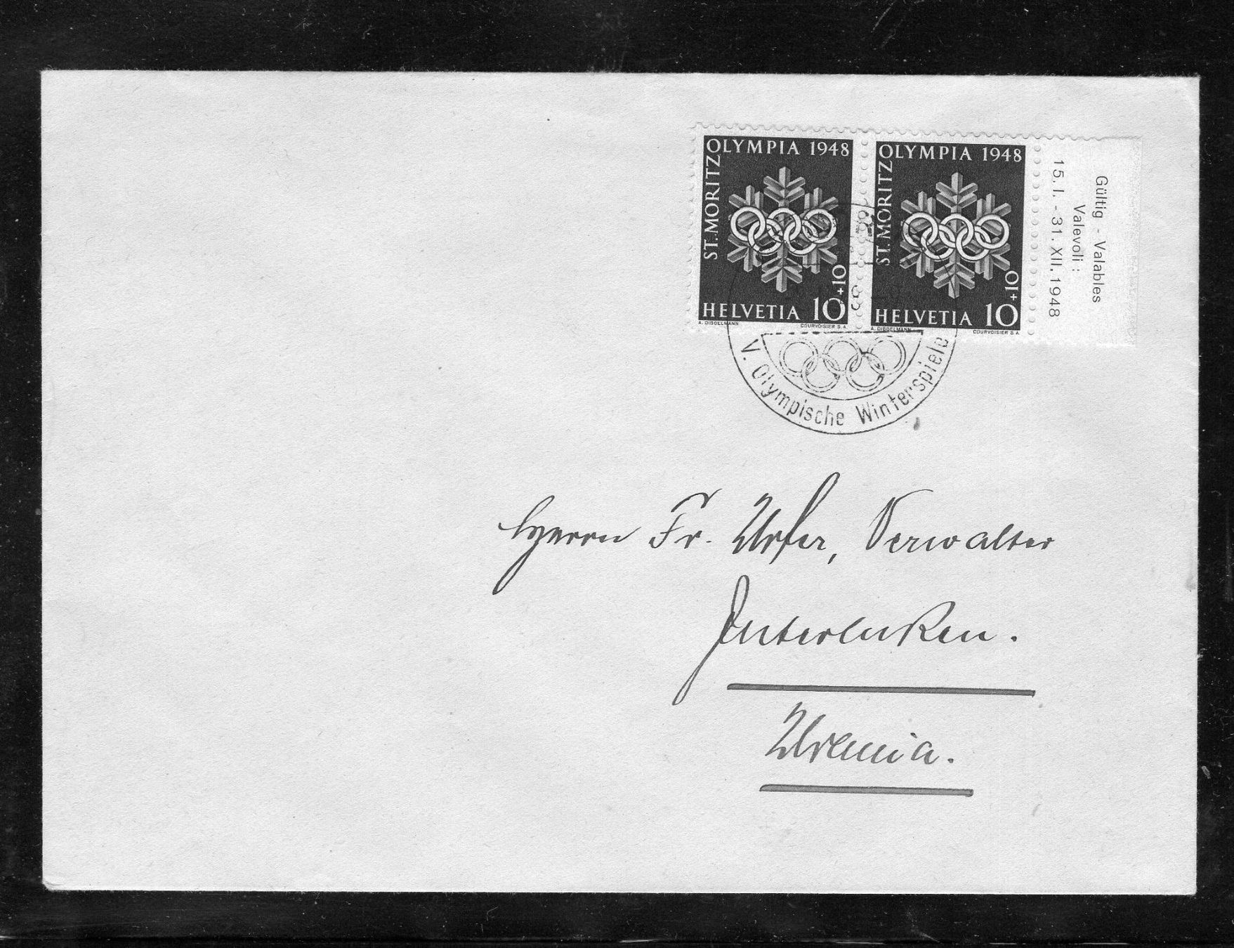 Tutti i francobolli: R2126  /  3 lettres J.O.St.-Moritz 1948 – Usato da Ste-Croix venduto da MONT-TAGNAC 2