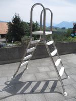 Pool-Leiter Leiter Chromstahl Kunststoff  Poolhöhe 125 cm