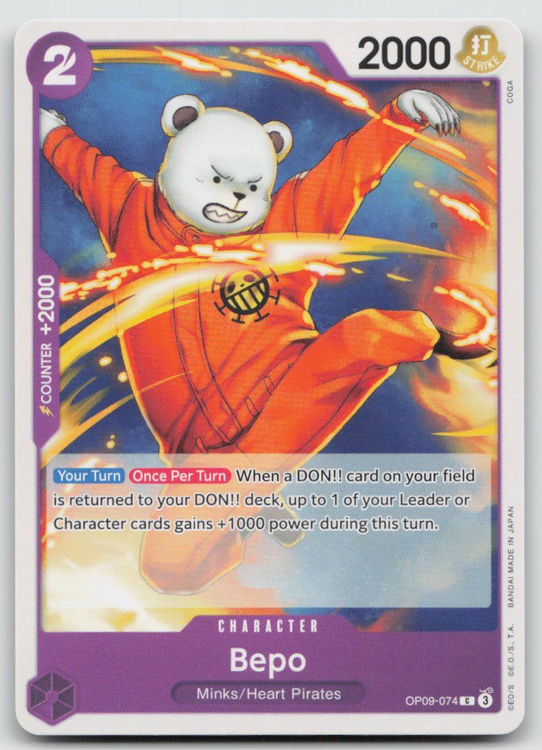 Bandai Carte collezionabili: One Piece Bepo OP09-074 C – Usato da Lugano venduto da VlaseCard