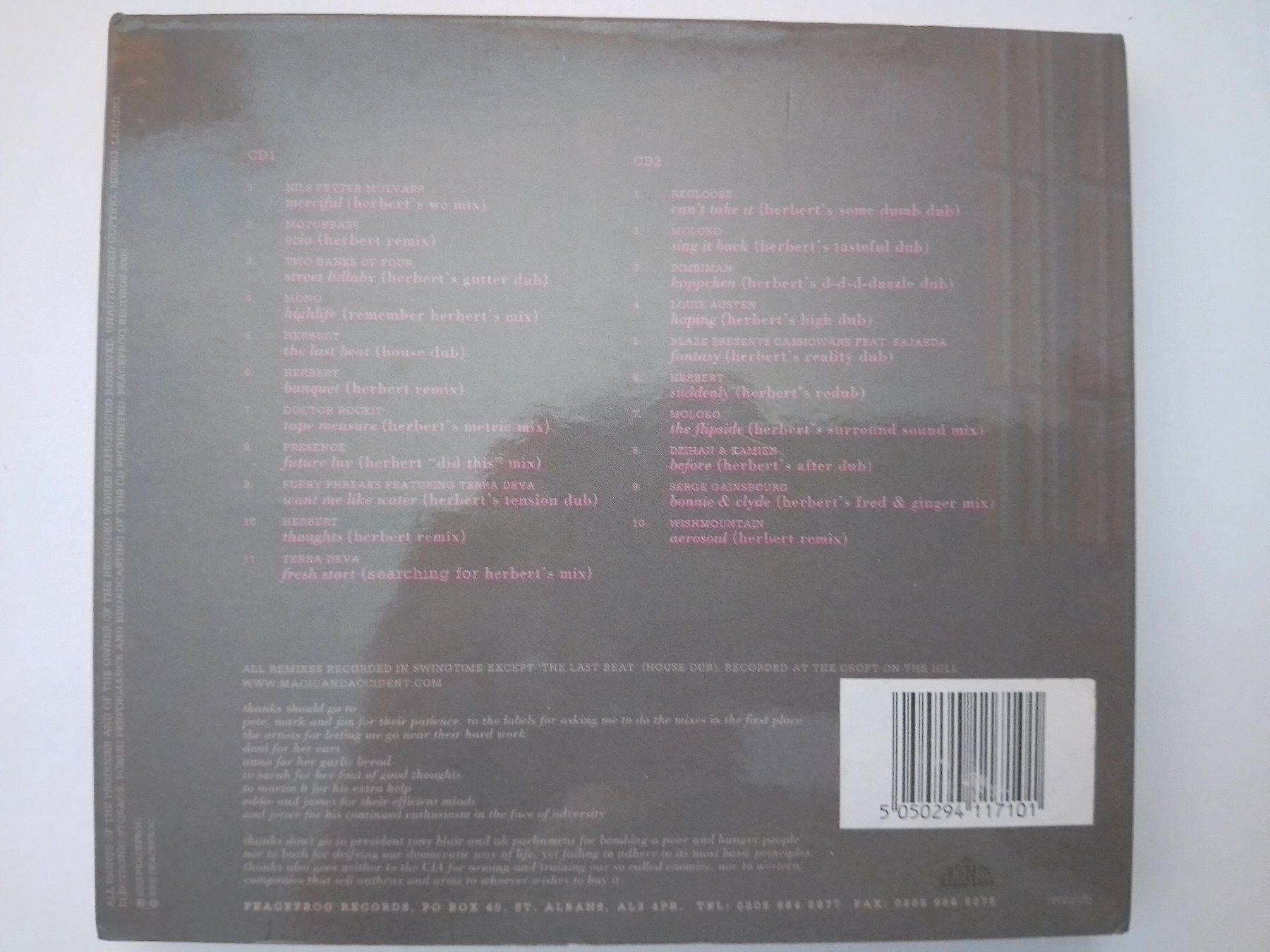 CD: Matthew Herbert - herbert remixes secondhand sounds 2002 – Usato da Echandens venduto da Gamora32 2