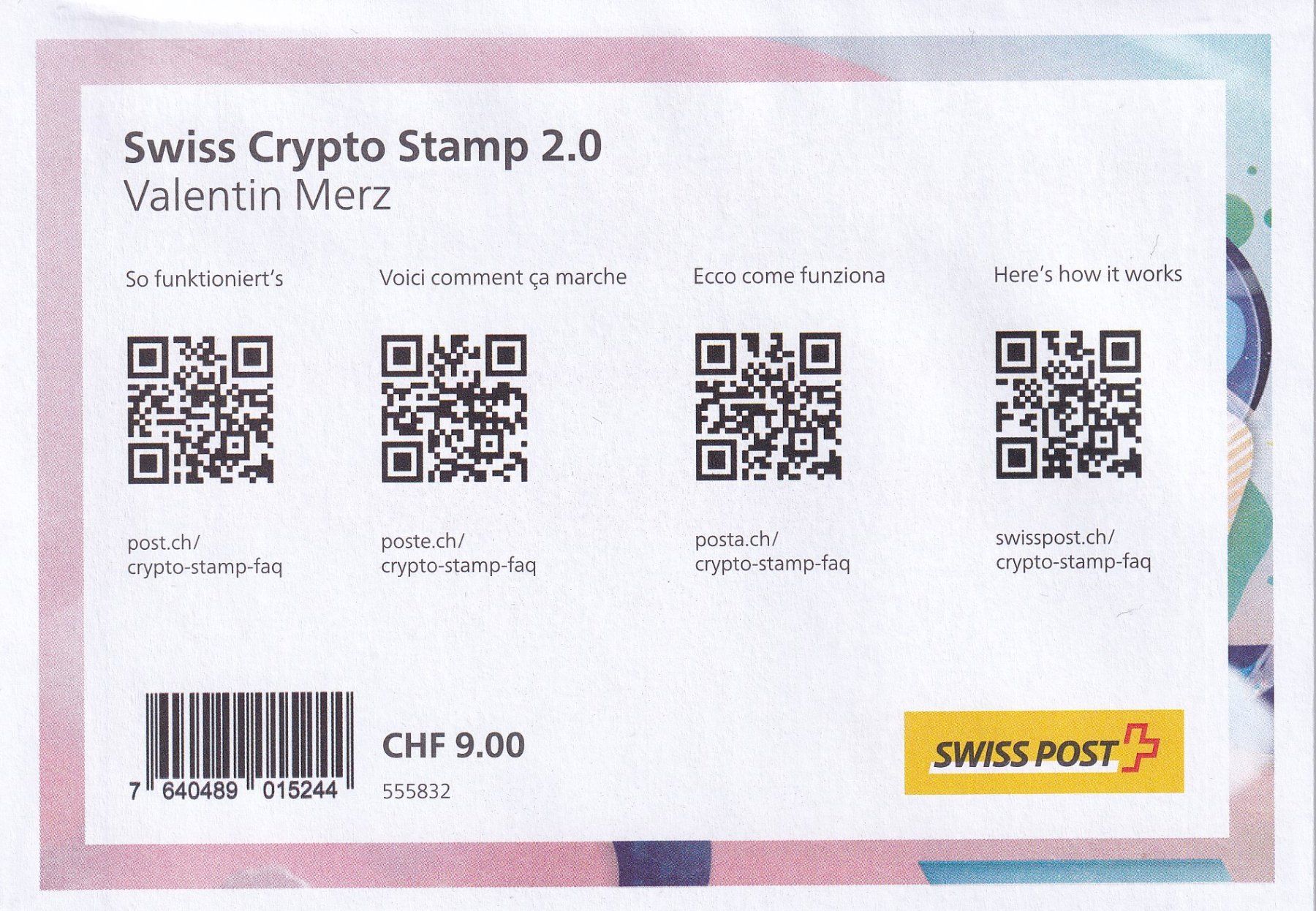 Swiss Crypto Stamp 2.0 Token Valentin Merz, ab Nennwert++ (Gebraucht) in  Samnaun-Compatsch für CHF 9 – mit Lieferung auf Ricardo kaufen