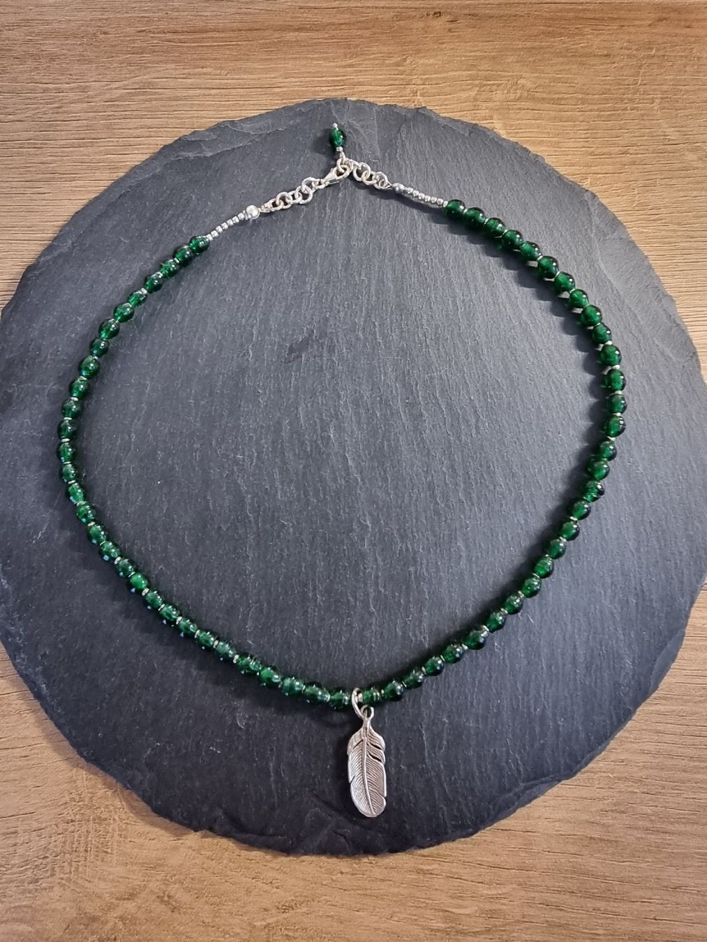 Catenine: Collier argent 925 Agates vertes plume d'aigle – Nuovo (secondo la descrizione) da Veyrier venduto da Leilazizou