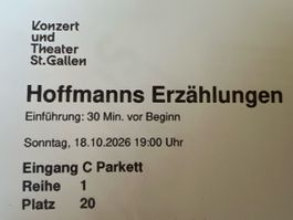 2 Tickets 1. Reihe Theater SG Hoffmanns Erzählungen 18.10.26