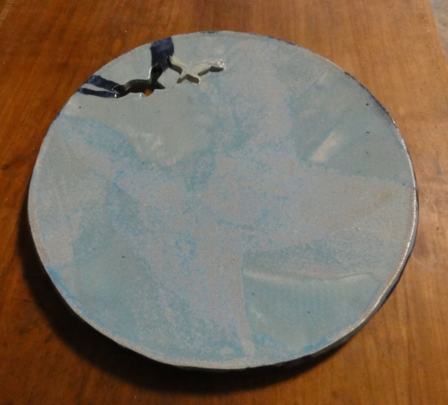 Teller: Handgefertigter Keramikteller blau und hellblau glasiert – Gebraucht aus Wohlen AG von Kande2007