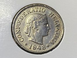 Schweiz 10 Rappen 1948  B vzgl - abert, leicht verdreht