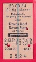 KARTON BILLETT,CHUR - DAVOS PLATZ,2.KLASSE,RETOUR, EINHEIMIS