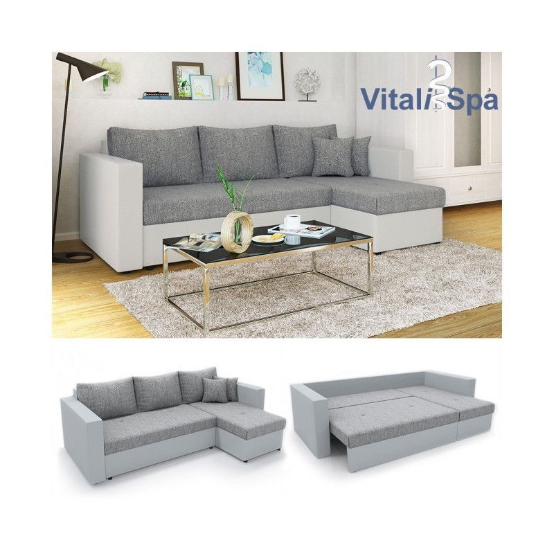 Divani: Ecksofa mit Schlaffunktion - Weiss/Grau - Schlafsofa - Sofa – Nuovo e nell'imballaggio originale da Wallenwil venduto da toesstal-vertrieb