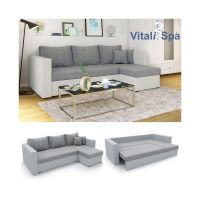 Ecksofa mit Schlaffunktion - Weiss/Grau - Schlafsofa - Sofa