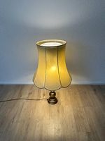 Vintage Stehlampe aus Messing, Stoffschirm und Zugschalter