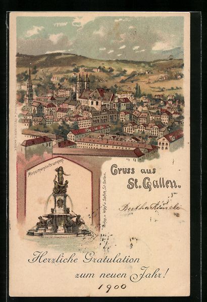 Cartoline postali: Litho St. Gallen, Panorama und Monumenta – Usato da Berlin venduto da bartko-reher