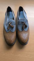 Slipper im Brogue-Stil - 38 - Cognac / Fischgrät