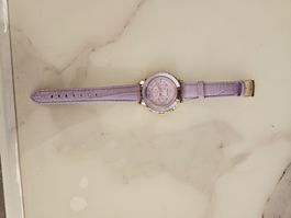 Damen Uhr mit hellem Zifferblatt und lila Armband, neu