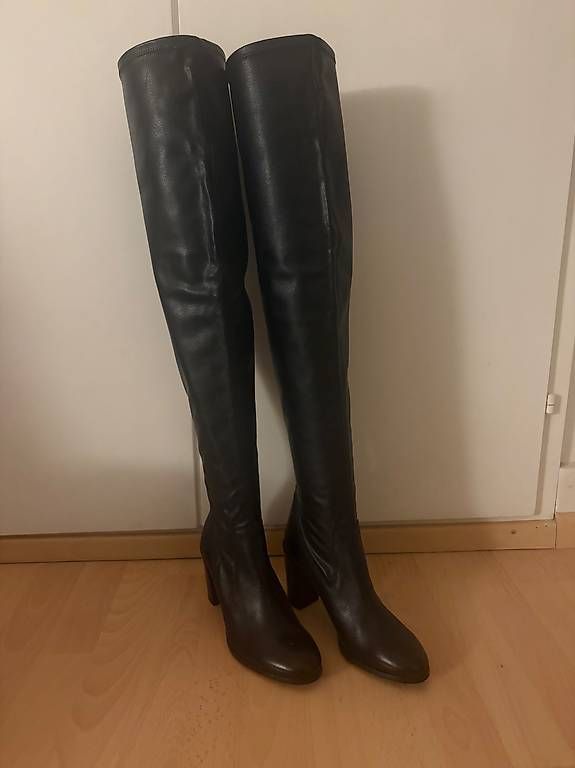 Damenschuhe: Overknee Stiefel | schwarz | echtes Leder 39 – Gebraucht aus Wittenbach von Lenitalasirena