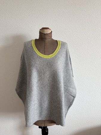Grauer Kaschmir-Pulli-Poncho, Gr. XS/S