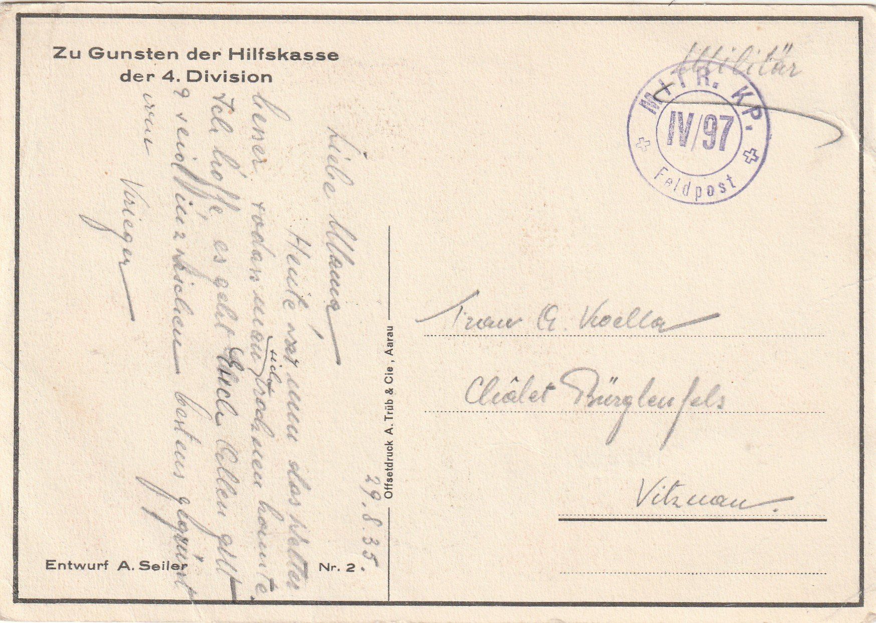 Cartes postales: 4. Division Hilfskasse – D'occasion à Rorschacherberg par fratovi2 1