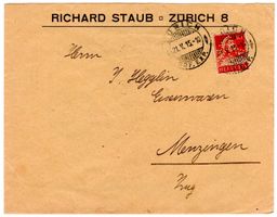 Perfin R.St./Z. auf Firmenbrief von ZÜRICH nach MENZINGEN